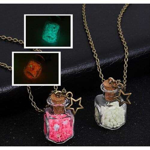 One piece vintage square glass bottle mix color charms bronze chains diy necklace xy397