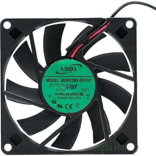 Original for ADDA AD0812MX-D91GP 8015 80*80*15mm DC 12V 0.15A 2-wire ultra thin slim silent quiet Case cooling Fan