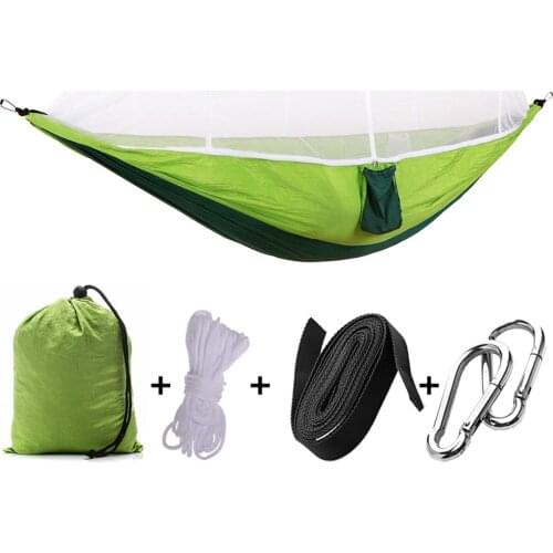 Portable Outdoor Travel Camping Hanging Hammock Bed With Mosquito Net For Two Person