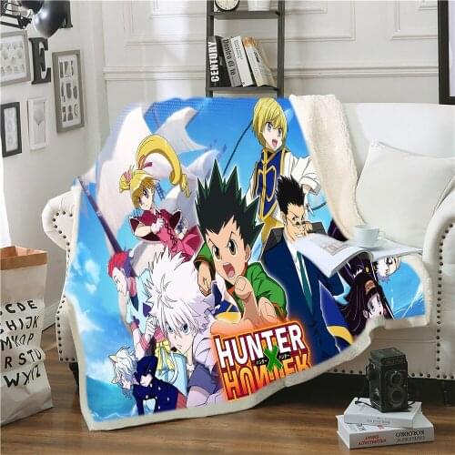 Full Time Hunter Print Sherpa Blanket Plush 3D Animation Velvet Warm Office Nap Blanket Adult Children Bedroom Blanket On Sofa
