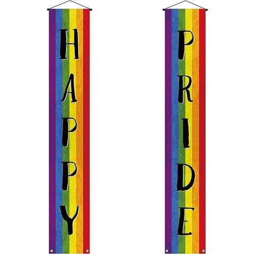 Gay Pride Day Couplet Outdoor Happy Porch Banner LGBT Month Prom Rainbow Door Wall Sign Party Decoration Supplies Hot Selling