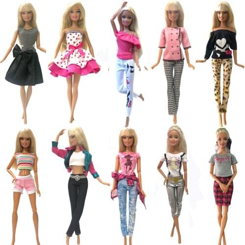 NK 10 Pcs/Set Hot Sale Princess Doll Dress Casul Clothes Top Fashion Outfit For Barbie Doll Girls' Gift Baby Toys 07A 3X
