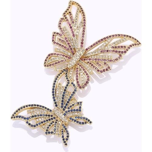 Luxury Zircon Crystal Double Butterfly Charms Pendants For Jewelry Making Diy Handmade Fit Necklaces Brooch Jewellery Fittings