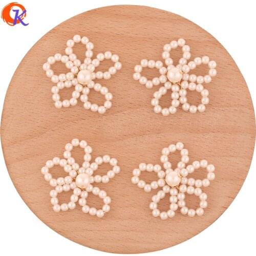 Cordial Design 50Pcs 30*32MM Jewelry Accessories/Earring Findings/Hand Made/Flower Shape/Imitation Pearl/DIY Making/Bead Charms