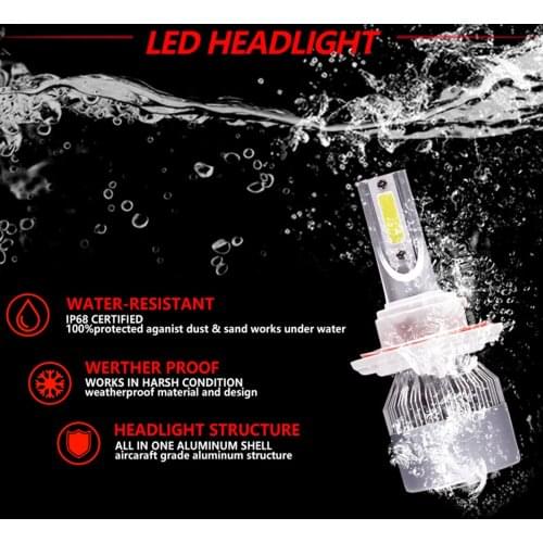 LED Headlight Bulb H13 T2 Bulb White Light Car LED Headlight Kit Auto Driving Beam 6000K 55W Conversion Bulbs IP68 waterproof