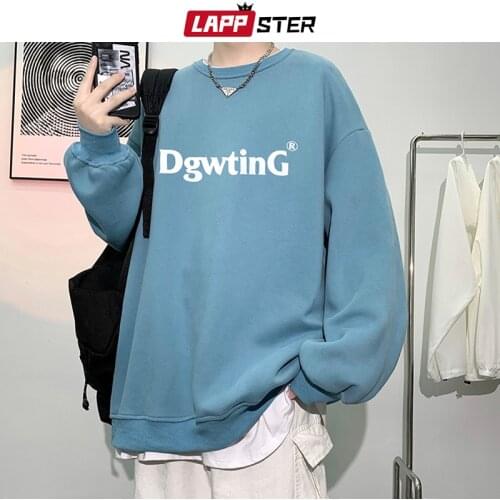 LAPPSTER Men Harajuku Korean Letter Hoodies 2021 Mens Vintage Japanese Streetwear Sweatshirts Male Causal Kawaii Fashion Hoodies