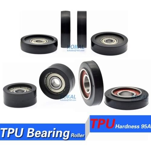 [TPU]10PCS/LOT Low noise 626 608 6002 6204 608 bearing coated TPU rubber Assembly line fitting DIY sliding guide wheel roller