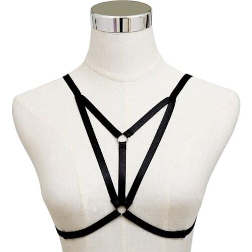 Roseheart Body Cage Harness Bra Black Belt Lingerie Elastic Strappy Tops Bondage Fetish Exotic Club Party Burlesque Dance Wear