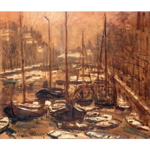 High quality Oil painting Canvas Reproductions Geldersekade of Amsterdam Invierno (1871-1874) by Claude Monet hand painted