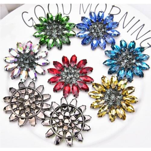 High Quality Sew On Patches Crystal Ab Glass Rhinestone Applique Blingbling Strass Diamond Flower Diy Dress Shoe Crafts Gifts