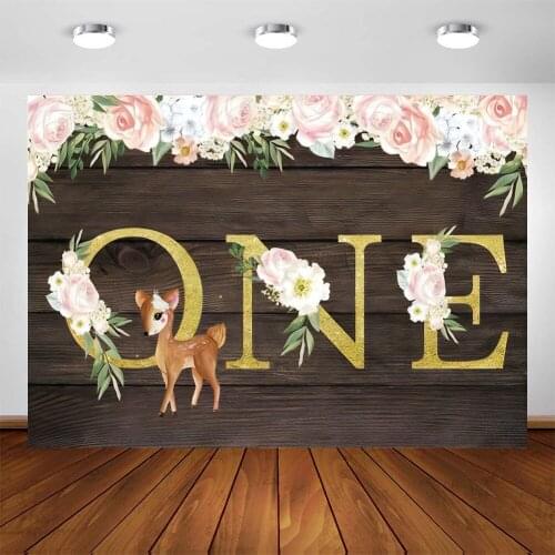 Yeele Newborn Baby Shower 1st Birthday Party Backdrop Photography Cartoons Fawn Flowers Background For Photo Studio Photophone