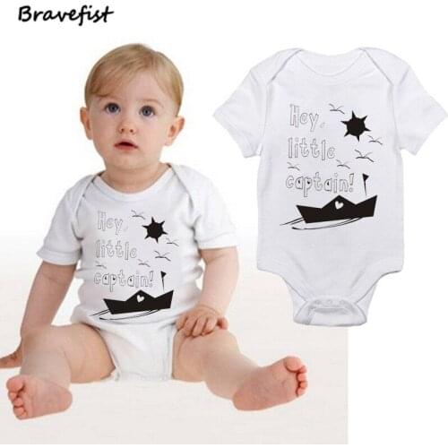 Baby Boy Bodysuits Summer Baby Boys Girls Clothing Roupas Infant Jumpsuits Baby Clothes Newborn Outfits Hay Little Captain 0-24M