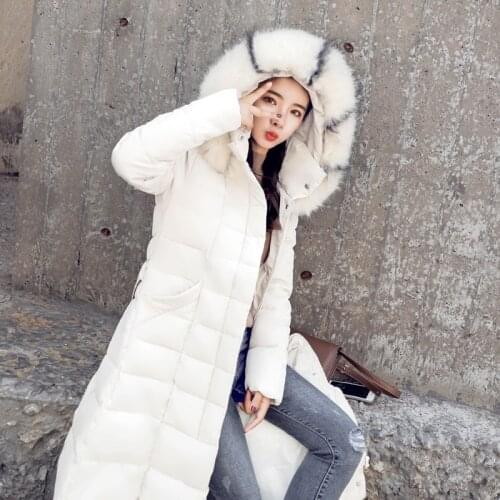 Womens Down Cotton Coat Female Jacket Korean Winter Coat Women Clothes 2020 Warm Parka Big Fur Collar Long Parkas ZT4199