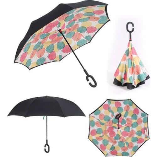 Colorful Double Layer Windproof Inverted Umbrella Handle Free Rain Sun Protection Reverse Womens Umbrellas Self Stand For Adults