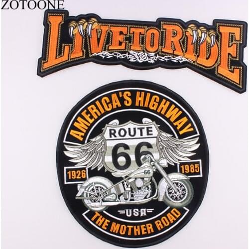 ZOTOONE Embroidered Eagle Wing Rock Motorcycle 66 American HIGHWAY Large Back Iron On Patch Clothing Jacket Biker Punk Patch C