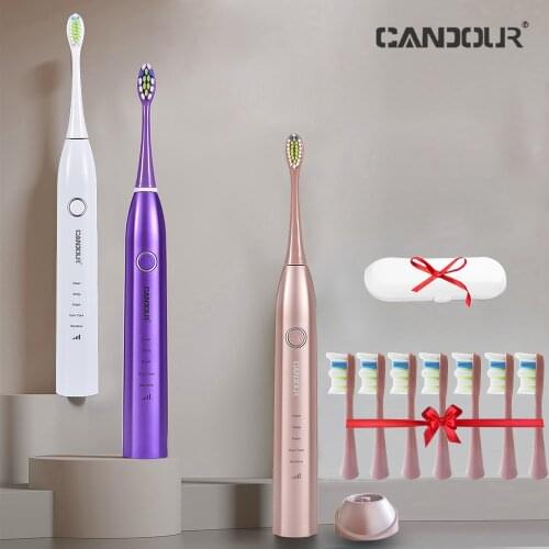 CANDOUR 5168 sonic toothbrush electric toothbrush ultrasonic safety induction charging adult ipx8waterproof With 16 Brush Heads