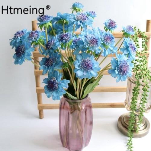 1PCS 4 Heads Artificial Orchids Flower Silk Daisy Arrangement Wedding Home Decorative Flowers hotel table decor