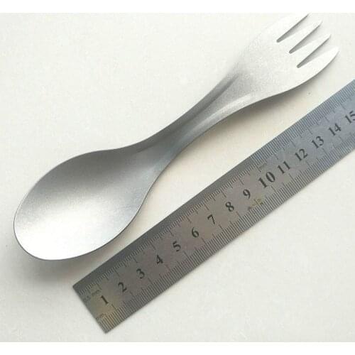 1PC EDC Titanium Fork Spoon Dual-purpose Outdoor Camping Tableware Equipment Tourism Survival Portable Tools