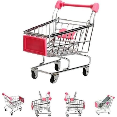 1pcs Creative Mini Shopping Cart Children Pretend Toy Simulation Hand Trolley Shopping Cart Desktop Decoration Kids Gift
