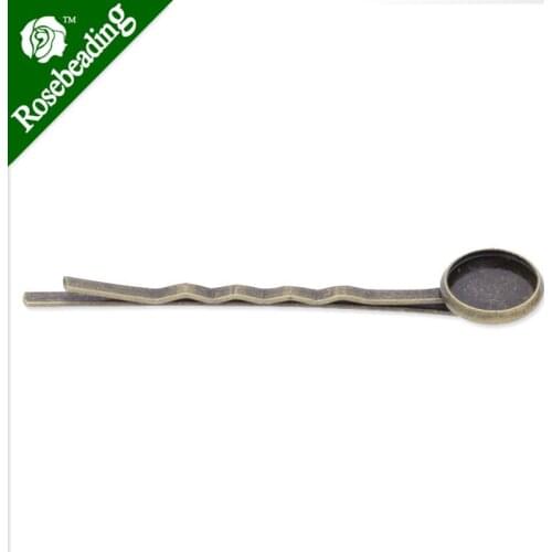 10mm Antique Bronze Plated Brass Bobby Pin,length is 58mm,with 10mm round bezel,bobby pin,bobby blanks,sold 50pcs/lot-C3480