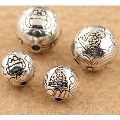 100% 925 Silver Buddha Statue Beads Tibetan Buddha Jewelry Beads Jewelry Accessories Beads