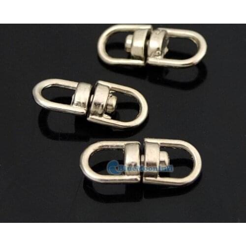 100 PCS Swivel Connectors double ended swivel key ring clasp Clip 360 degress Nickel 2 Size For Choice