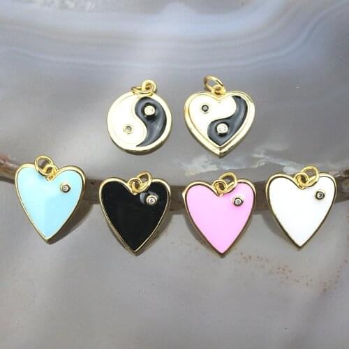 12-16mm 20pcs/lot Popular plated enamel pendant,Tai Chi Yin Yang/heart shape enamel charm,bracelet/necklace component wholesale