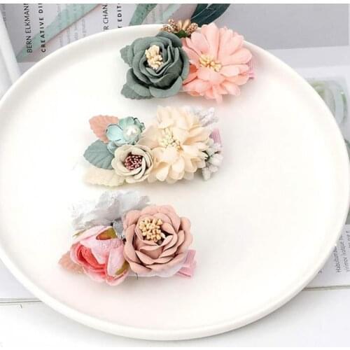 3Pcs/Set Baby Artificial flower Hairclips Floral Headwear Girl Kids Sweet hairpins hairgrips Bebe Headwear Hair Accessories