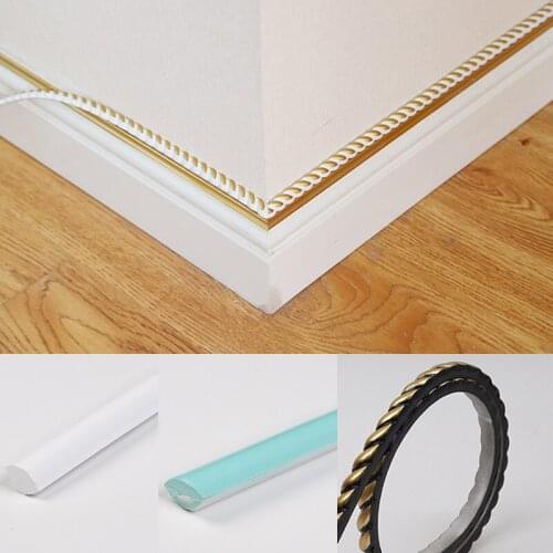3D PVC Foam Decor Corner Line Self Adhesive Waterproof Wall Edge Strip Stickers Home Door Frame TV Background Trim Line Skirting