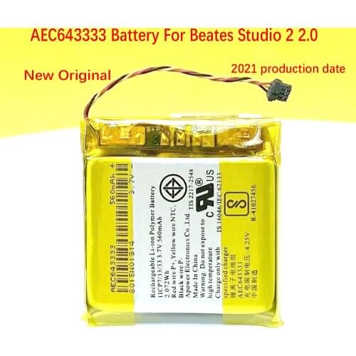 New Original 560mAh AEC643333 Battery For Beates Studio 2 2.0 Wireless bluetooth Headphone 3.7V Battery PA-BT05 Rechargeable