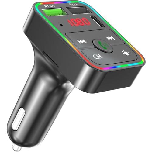 F2 Dual USB Fast Charger Car Accessories Bluetooth FM Transmitter for Car Wireless FM Radio Adapter USB C PD Charger