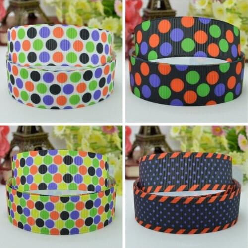 10 Yards 22mm 7/8" Halloween Dots Pretty Printed grosgrain ribbon hair bow Headwear DIY hair accessories retail B0929