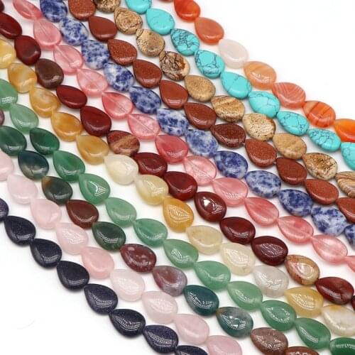 13x18mm Natural Water Drop Shape Stone Beads Agates Crystal Loose Spacer Beads For Jewelry Making DIY Bracelets Necklaces 15