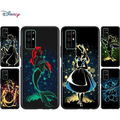 Elsa Ariel Princess Soft Black TPU Cover For Honor 20 30 20S 20E 30i 30S V20 V30 Lite Pro Plus 5G Phone Case Shell