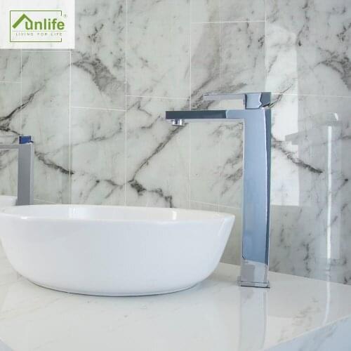 Funlife® Greek Jazz White Marble Tile sticker Oil Proof Kitchen Backsplash Easy to Clean Peel & Stick Decorative Floor Wall DIY