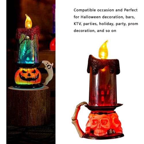 Halloween Pumpkin Light LED Flameless Electronic Candle Table Centerpiece for Festival Party Decor