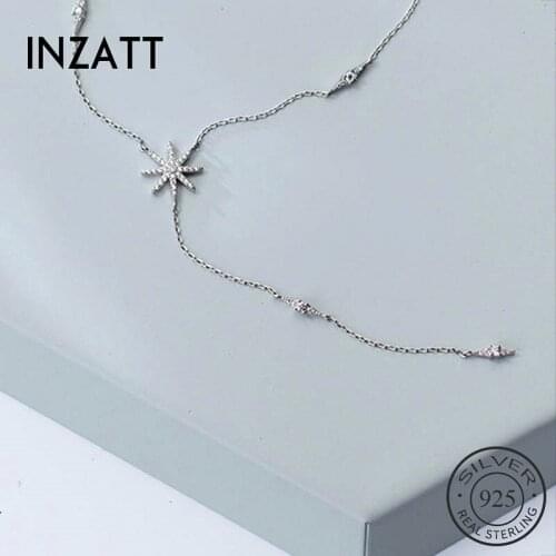 INZATT Real 925 Sterling Silver Zircon Heart Pendant Choker Necklace Fashion Women Minimalist Fine Jewelry Bohemia Accessories