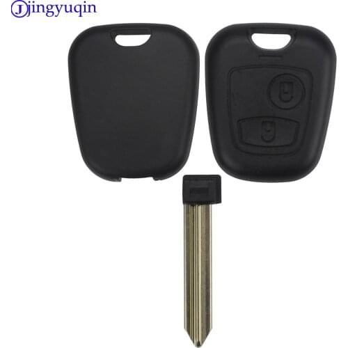 Bilchave 10pcs/lot 2 Buttons Uncut Blank Blade Remote Auto Car Key Fob Shell Case Replacement For Peugeot 406