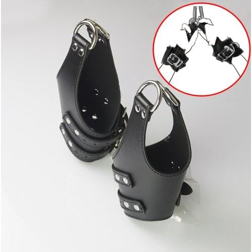 Leather Bondage BDSM Suspension Wrist Cuffs Restraints,Hanging Handcuffs Gloves,Sex Toys For Couples