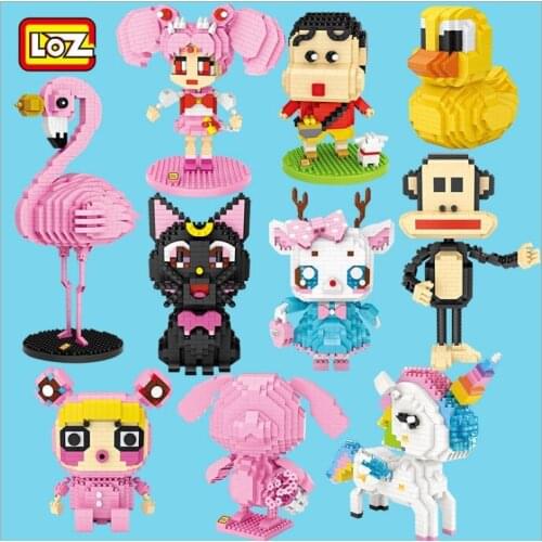 LOZ Mini Diamond Block Cartoon Rainbow Unicorn Flamingo Figurine Anime Monkey Dark Diy Toys Gift for Kids Building Blocks Model