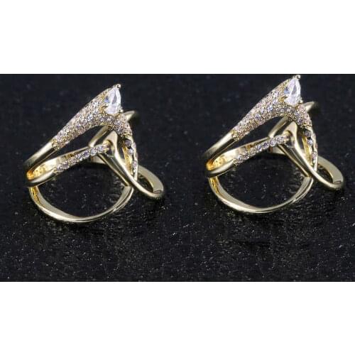 Fashionable and simple glossy ring copper inlaid with zircon geometric hand ornaments all-around ring size 6-10