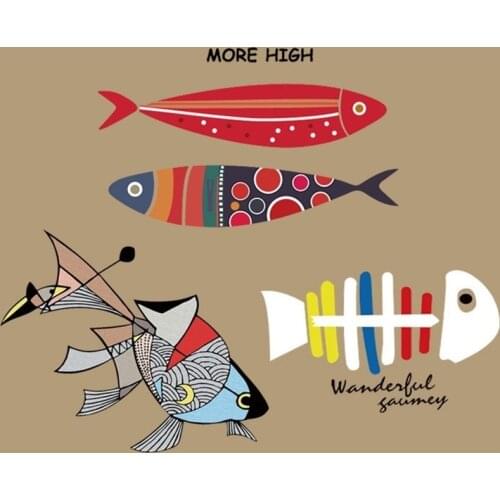 Cartoon PVC Patch Colors fish deal with it Clothes Heat Transfer Printing T shirt baby iron on patches for clothing girl Sticker