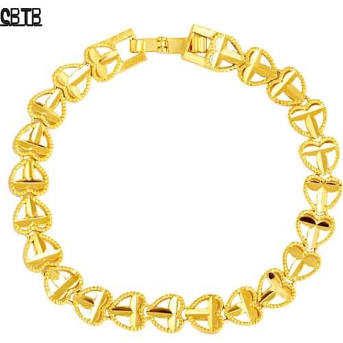 Muslim Fashion Luxury Golden Heart-shaped Woman Bracelet Islamic Girl Exquisite Bracelet Wedding High-end Jewelry Does Not Fade