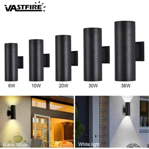 10W/20W/36W COB Up Down Dual-Head Wall Lamp Outdoor Sconces Waterproof IP65 Led Wall Porch Light Nordic Cylinder Balcony Fixture