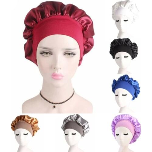 Newly Womens Satin Solid Sleeping Hat Night Sleep Cap Hair Care Bonnet Nightcap For Women Men Unisex Cap bonnet de nuit