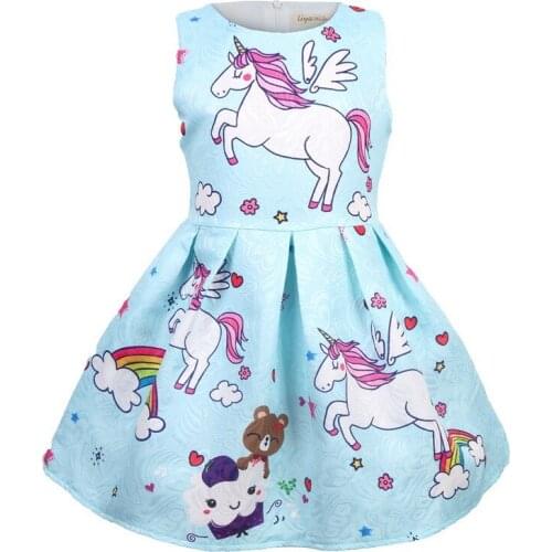 New Arrival Princess Unicorn Clothes Sleeveless Girls Dresses Tutu Children Party Wedding Dress Fashionable Kids Clothing Dress