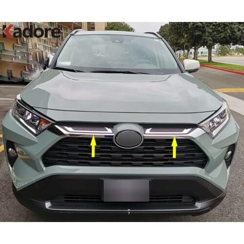 Front Upper Grille Cover Trim For Toyota RAV4 RAV 4 LE XLE 2019 2020 2021 Carbon Fiber Car Head Grills Decorative Trims 2pcs
