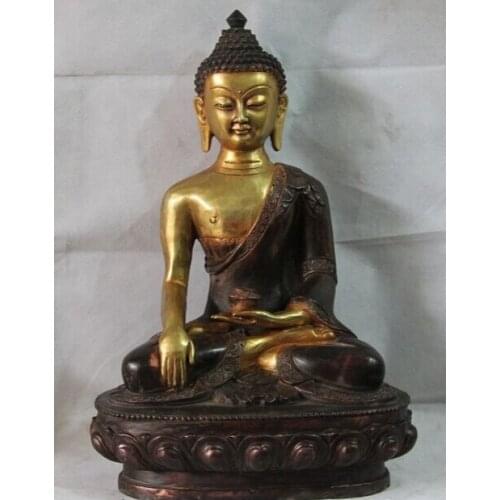 Song voge gem S1393 19" Tibet Buddhism Copper Bronze Temple Bhaisajyaguru Sakyamuni Buddha Statue