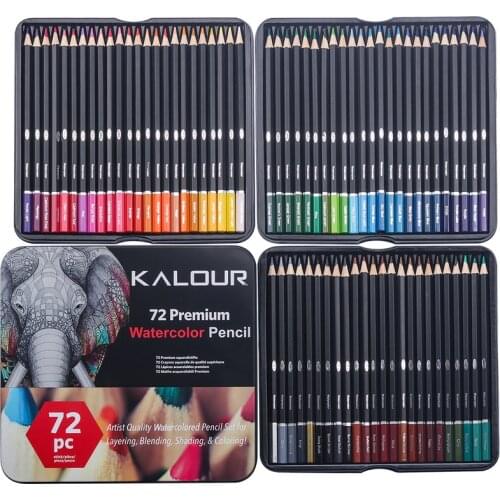 72 Colors Professional Watercolor Pencil Water Soluble Colored Pencils Iron Box For Artist Drawing Children School Supplies