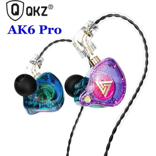 QKZ AK6 Pro Detachable Wired Headphones with Microphone Copper Driver HiFi Earphone Musician Audio Return Earbuds Headset Gamer